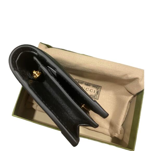 Gucci Matelasse Womens Card Case Wallet GG Black Gold Small - Picture 5 of 7
